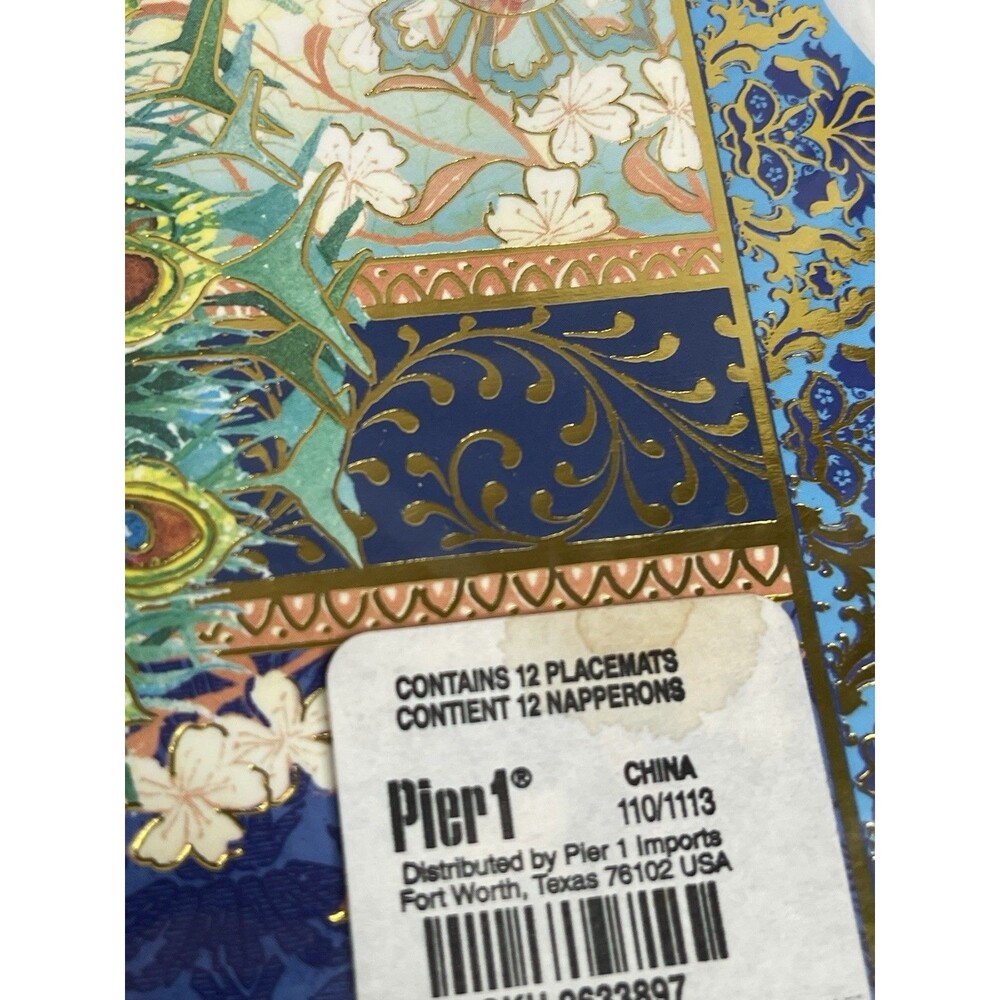 Peacock Die-Cut Gold Foil Paper Placemats 14X11" Pier 1 Imports 12 Count NEW - Picture 5 of 7